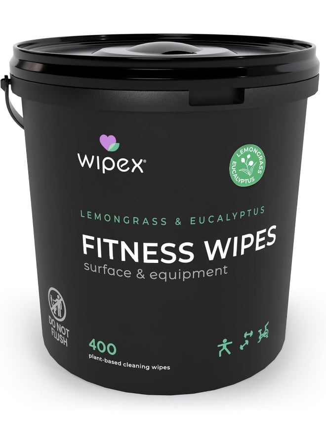 Wipex Gym Wipes Fitness Equipment Wipes, Plant-Based Cloth - Lemongrass, Eucalyptus and Vinegar Wipes to Clean Surfaces, Safe Yoga Mat Cleaner Wipes, All Purpose Gym Cleaner, 400 Count - Image 1